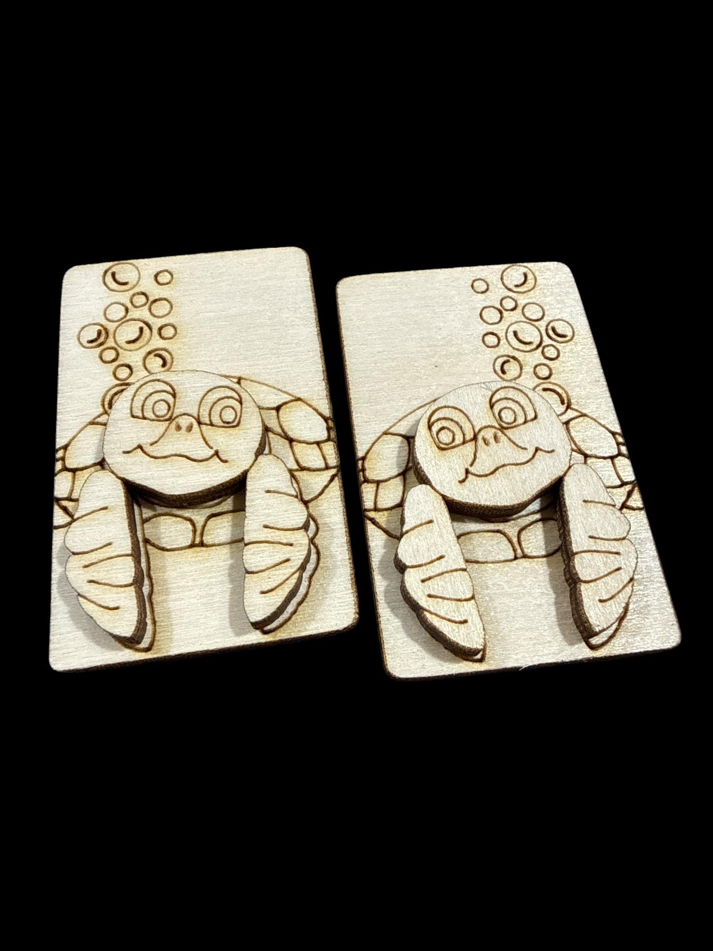 DIY 2” Turtle Laser Blank Hair Clip Pieces, Sea Turtle Wooden Blank Clip, Wood is Ready to Paint, Laser Cut, Claw Clip. 2"