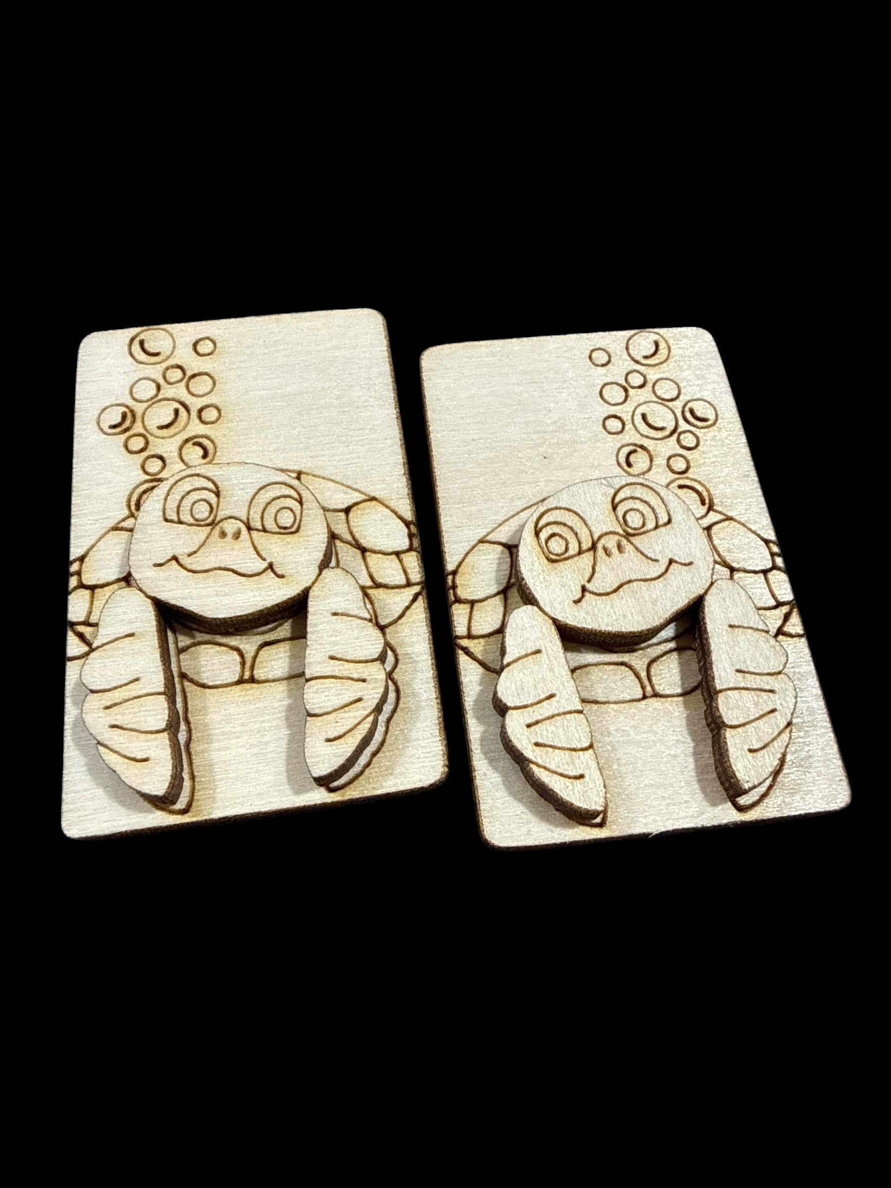 DIY 2” Turtle Laser Blank Hair Clip Pieces, Sea Turtle Wooden Blank Clip, Wood is Ready to Paint, Laser Cut, Claw Clip. 2"