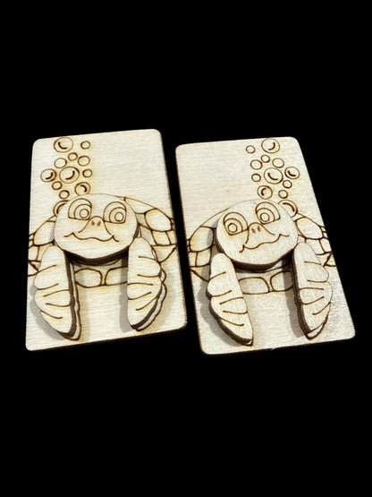 DIY 2” Turtle Laser Blank Hair Clip Pieces, Sea Turtle Wooden Blank Clip, Wood is Ready to Paint, Laser Cut, Claw Clip. 2"