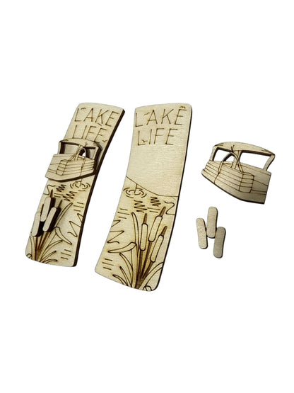DIY Lake Life Hair Clip, Claw Clip: Unfinished Wood Laser Cut Blank, Lake Life Boat Hair Clip, Boating Hair Clip