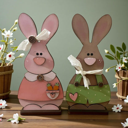 DIY Bunny Couple Shelf Sitter, Easter Primitive, Shelf Sitter, Unfinished, Spring Bunnies