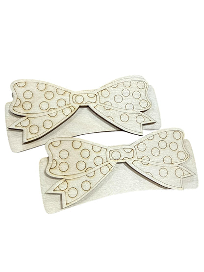 DIY Polka Dot Bow Hair Clip, Claw Clip: Unfinished Wood Laser Cut Blank, Polka Dots, Earring, Hair Clip Bundle