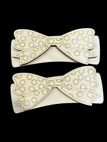 DIY Polka Dot Bow Hair Clip, Claw Clip: Unfinished Wood Laser Cut Blank, Polka Dots, Earring, Hair Clip Bundle