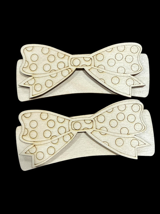 DIY Polka Dot Bow Hair Clip, Claw Clip: Unfinished Wood Laser Cut Blank, Polka Dots, Earring, Hair Clip Bundle
