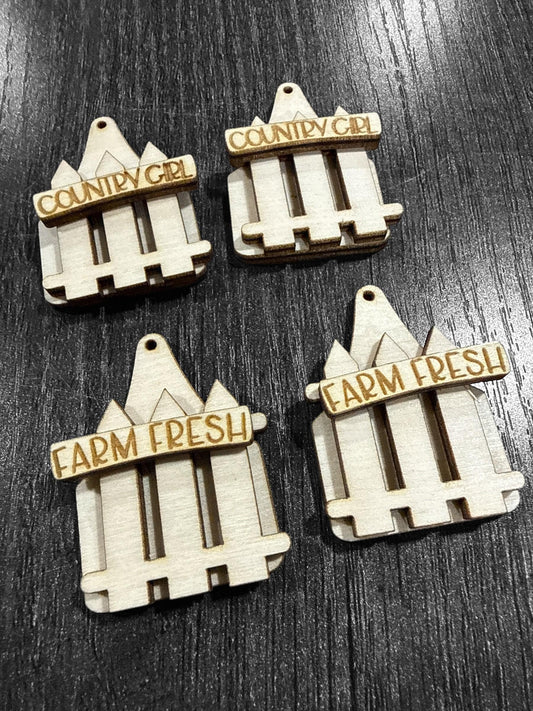 DIY Country Girl Earrings, Fence with Country Girl Unfinished, Country Earrings, 3D Earrings