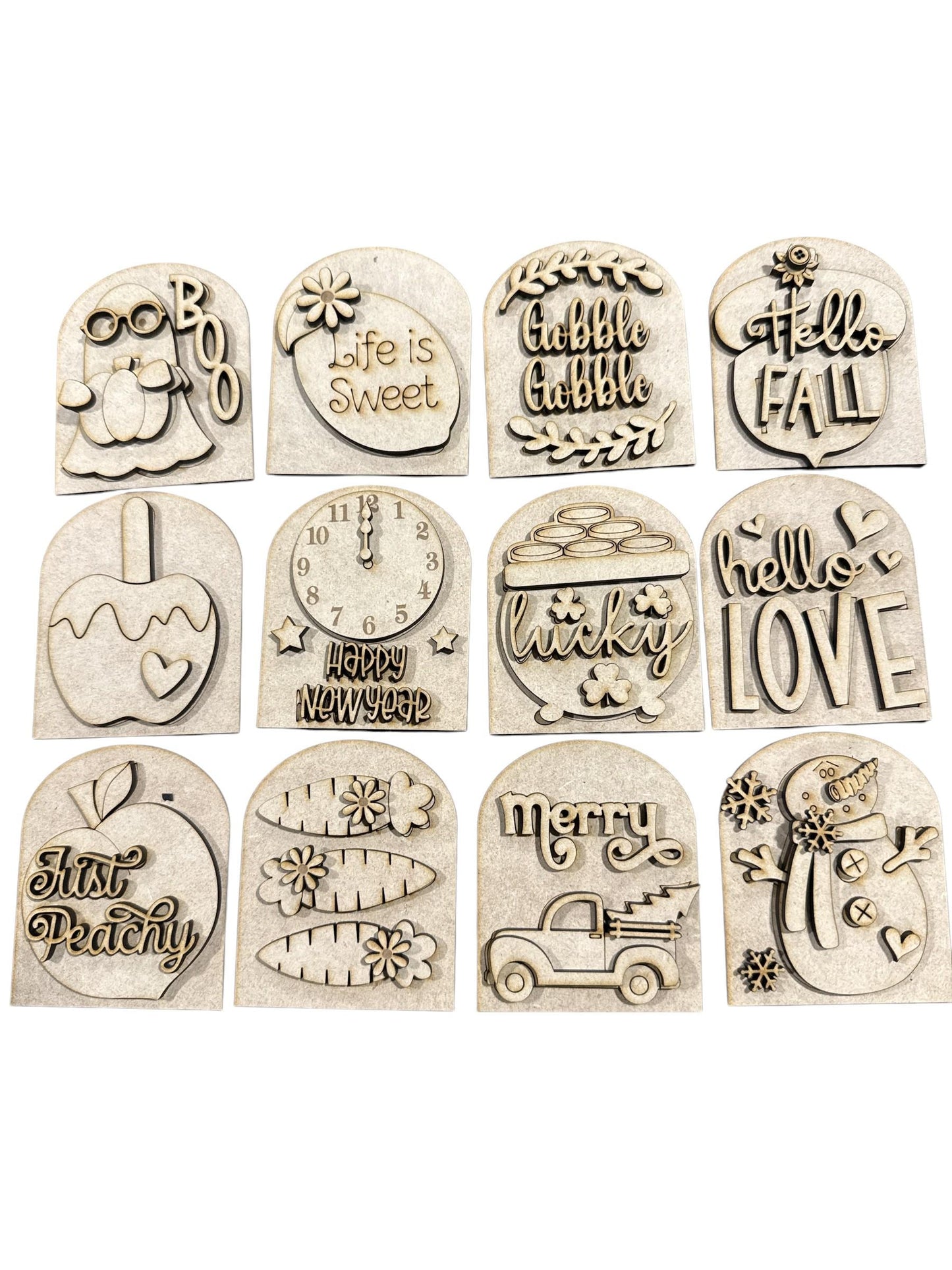 DIY Vol 2 Interchangeable Mini Small Arched Boho Sign Add-on, Mini Arches, Unfinished Minis, Twelve Month Bundle, Interchangeable, DIY