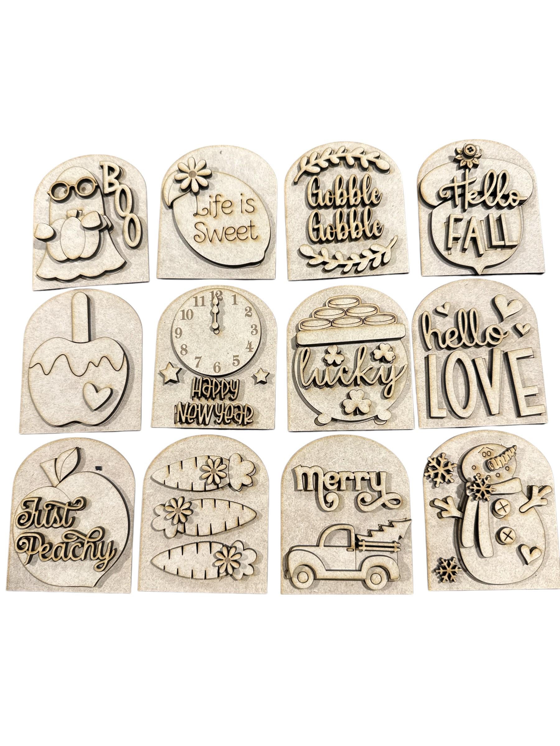 DIY Vol 2 Interchangeable Mini Small Arched Boho Sign Add-on, Mini Arches, Unfinished Minis, Twelve Month Bundle, Interchangeable, DIY