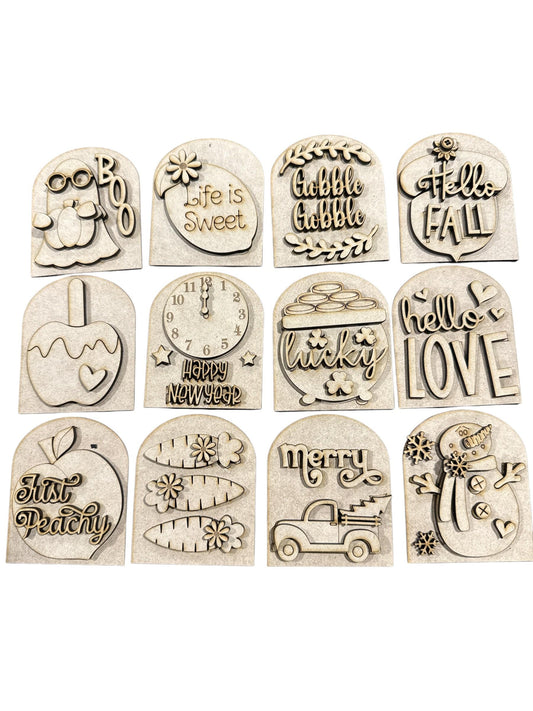 DIY Vol 2 Interchangeable Mini Small Arched Boho Sign Add-on, Mini Arches, Unfinished Minis, Twelve Month Bundle, Interchangeable, DIY