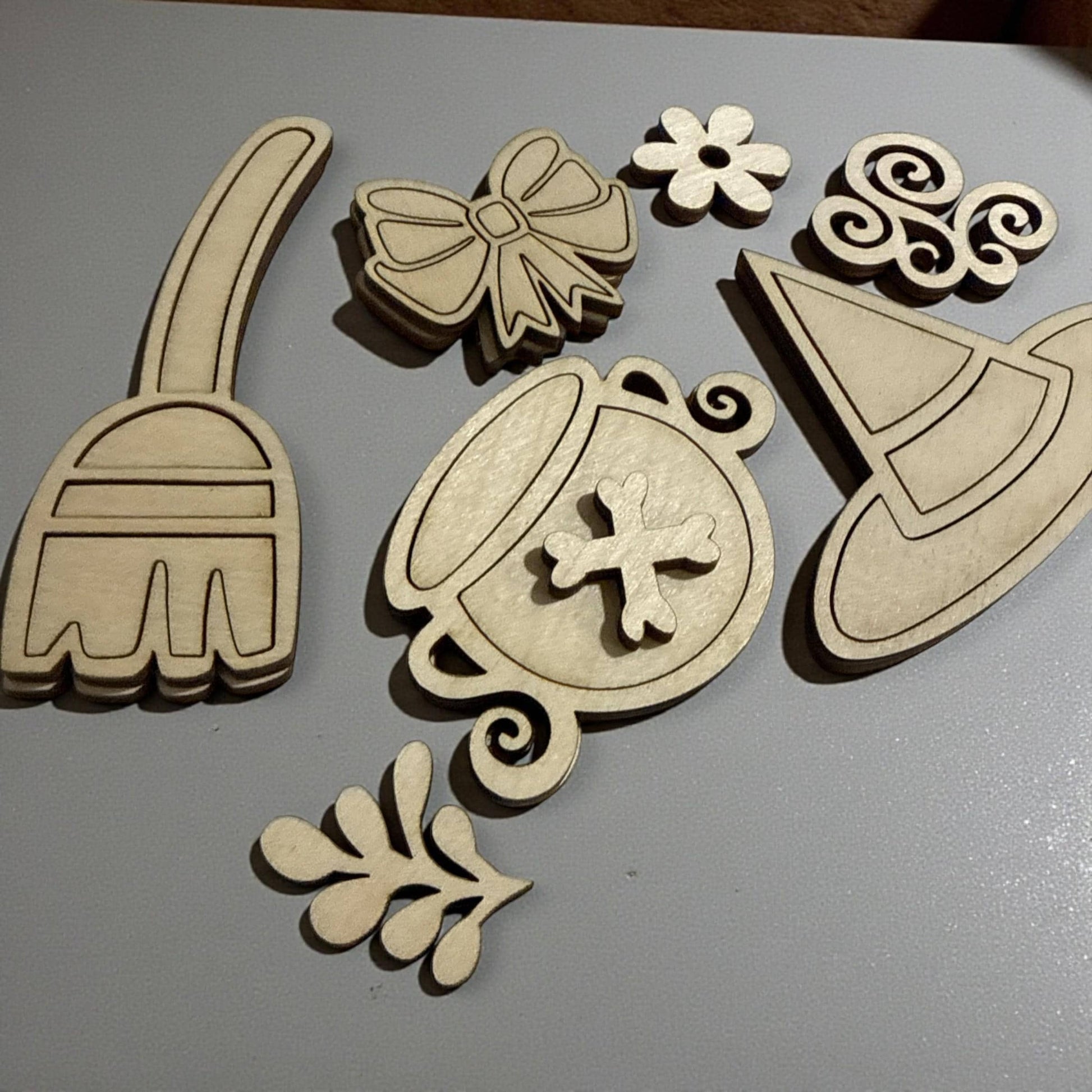 DIY Halloween Magnet Set, Witches Hat Unfinished, Broom Magnet, Bow Magnet, Fridge Magnets DIY, Unfinished