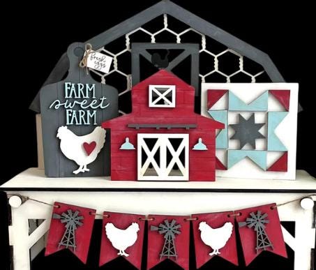 DIY Farmhouse Tiered Tray: Unfinished Wood, Crafting & Decorating, Farmhouse Barn Tiered Tray, Bench Inserts