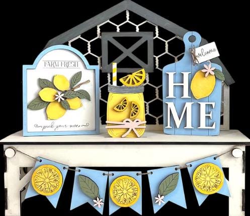 DIY Lemonade Bench Insert: Interchangeable Wooden Tiered Tray Display, Home Lemonade Sign, Lemon inserts