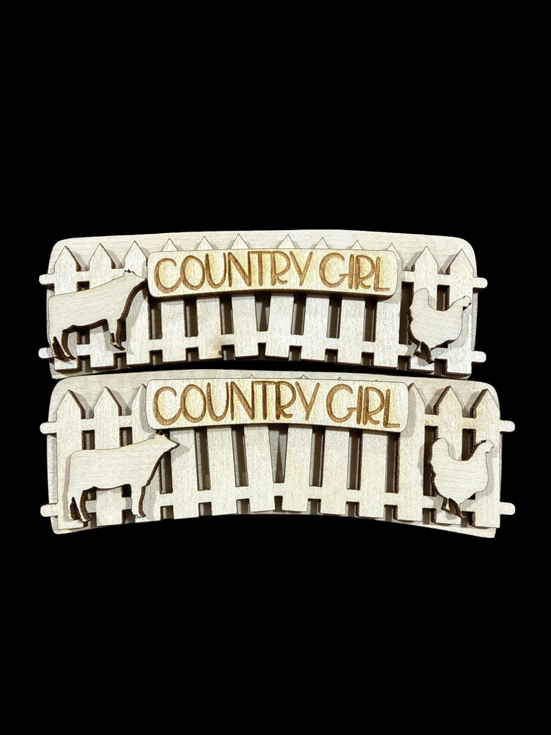 DIY Country Girl Hair Clip, Farm Fresh Hair Clip, Claw Clip: Unfinished Wood Laser Cut Blank, Cow, Chicken
