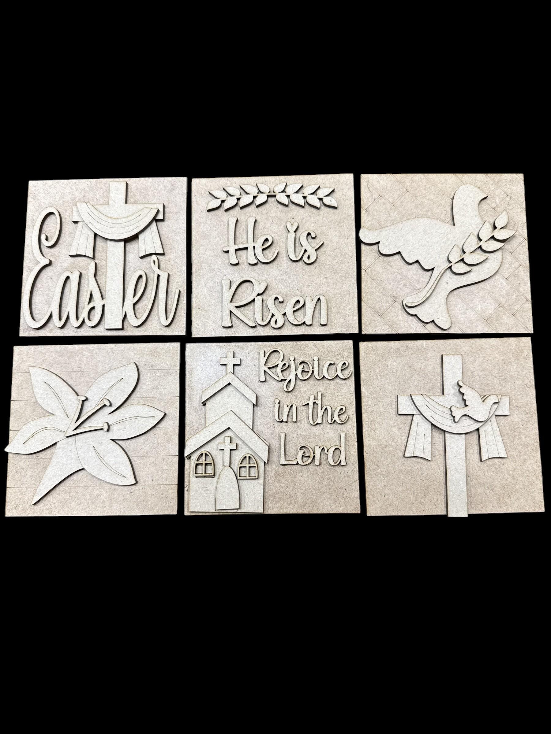DIY Religious Easter Squares, Easter Ladder insert, Easter Inserts DIY, 4.25" Squares for inserts, Ladder insert, Rejoice in the lord