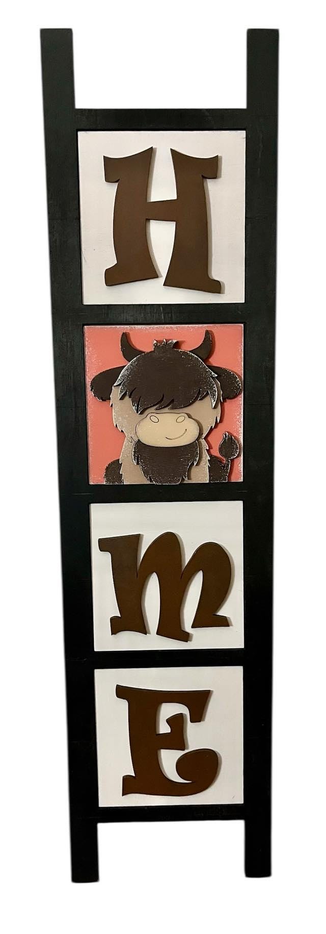 DIY 4 Tier Tile Leaning Frames for Interchangeable Wood Tiles, 4.25 or 4.5" Ladder inserts, Home Sign, Home Decor, Frame Small Signs