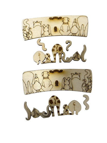 DIY Farm Animals Claw Clip: Unfinished Wood Laser Cut Blank, Farm Animals Claw Clips