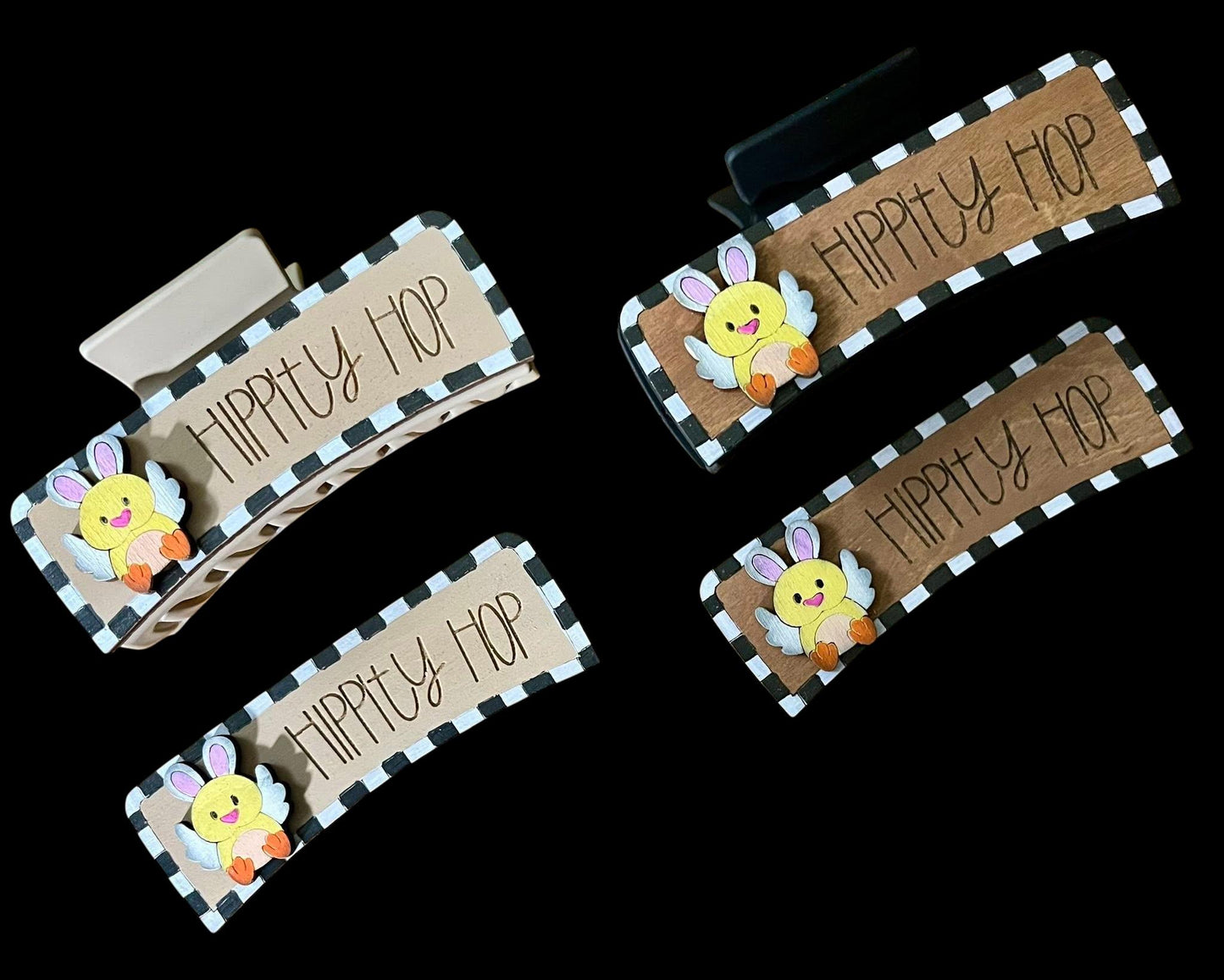 DIY Hippity Hop Claw Clip: Unfinished Wood Laser Cut Blank, Easter, Hippity Hop Easter Bunny