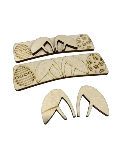 DIY Bunny Ears with Flowers Claw Clip: Unfinished Wood Laser Cut Blank, Easter Eggs, Bunny with Easter Eggs, Bunny