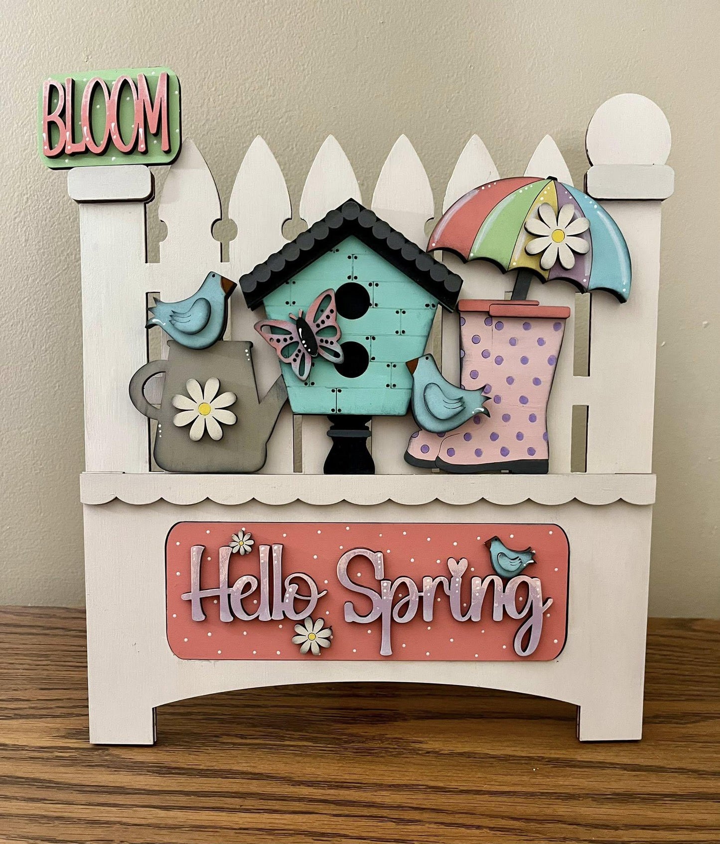 Hello Spring Interchangeable Farmhouse Truck Insert, Seasonal Truck, DIY Truck Kit, Interchangeable, Unfinished, Spring, Finished, Craft