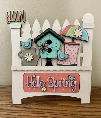 Hello Spring Interchangeable Farmhouse Truck Insert, Seasonal Truck, DIY Truck Kit, Interchangeable, Unfinished, Spring, Finished, Craft