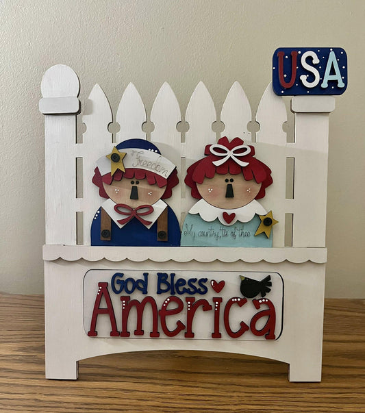 DIY Raggedy Ann & Andy Truck Insert: Americana Home Decor, Interchangeable Inserts, Pickets, Truck Insert, Pallet Sign Insert