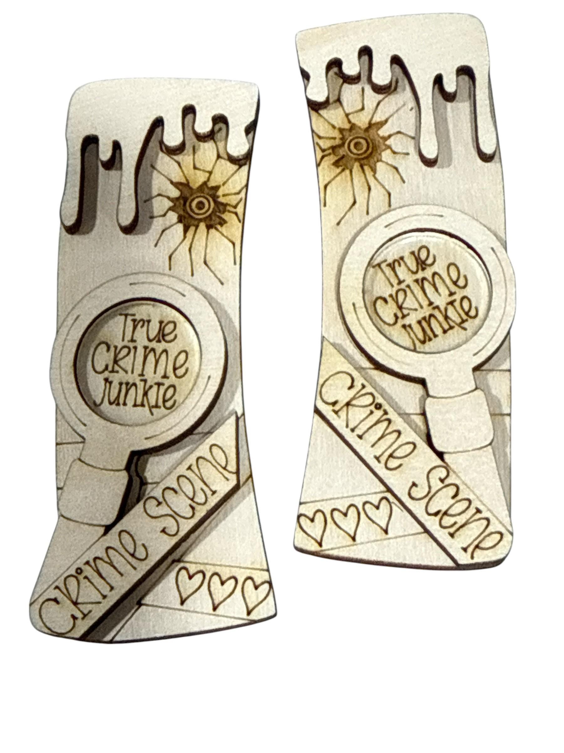 DIY True Crime Junkie Claw Clip: Unfinished Wood Laser Cut Blank, True Crime Junkie with Acrylic