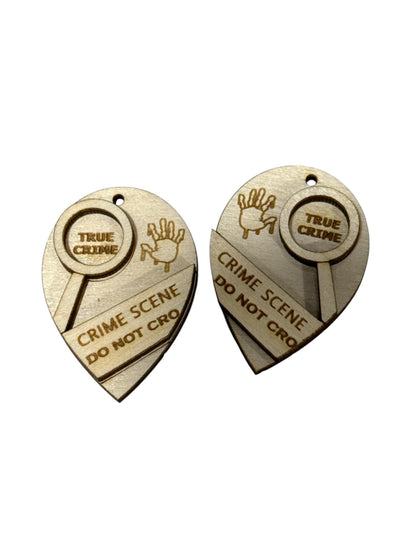DIY True Crime Junky Earrings, Unfinished, Acrylic Magnifying Glass, fun Earrings, 3D Earrings