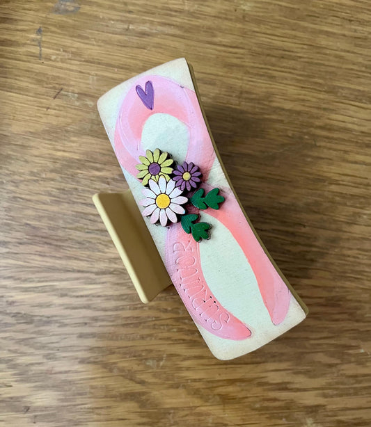 DIY cancer Wood Laser Cut Hair Clip Pieces: Breast Cancer Awareness, Unfinished Birch