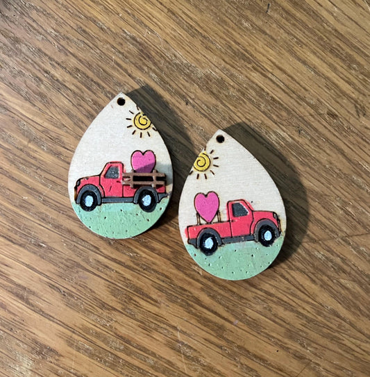 DIY Valentine's Truck Earrings: Unfinished Craft Blanks, Truck Earrings, Valentine Truck Fun,