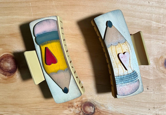 DIY Teacher Pencil Claw Clip: Unfinished Wood Laser Cut Blank