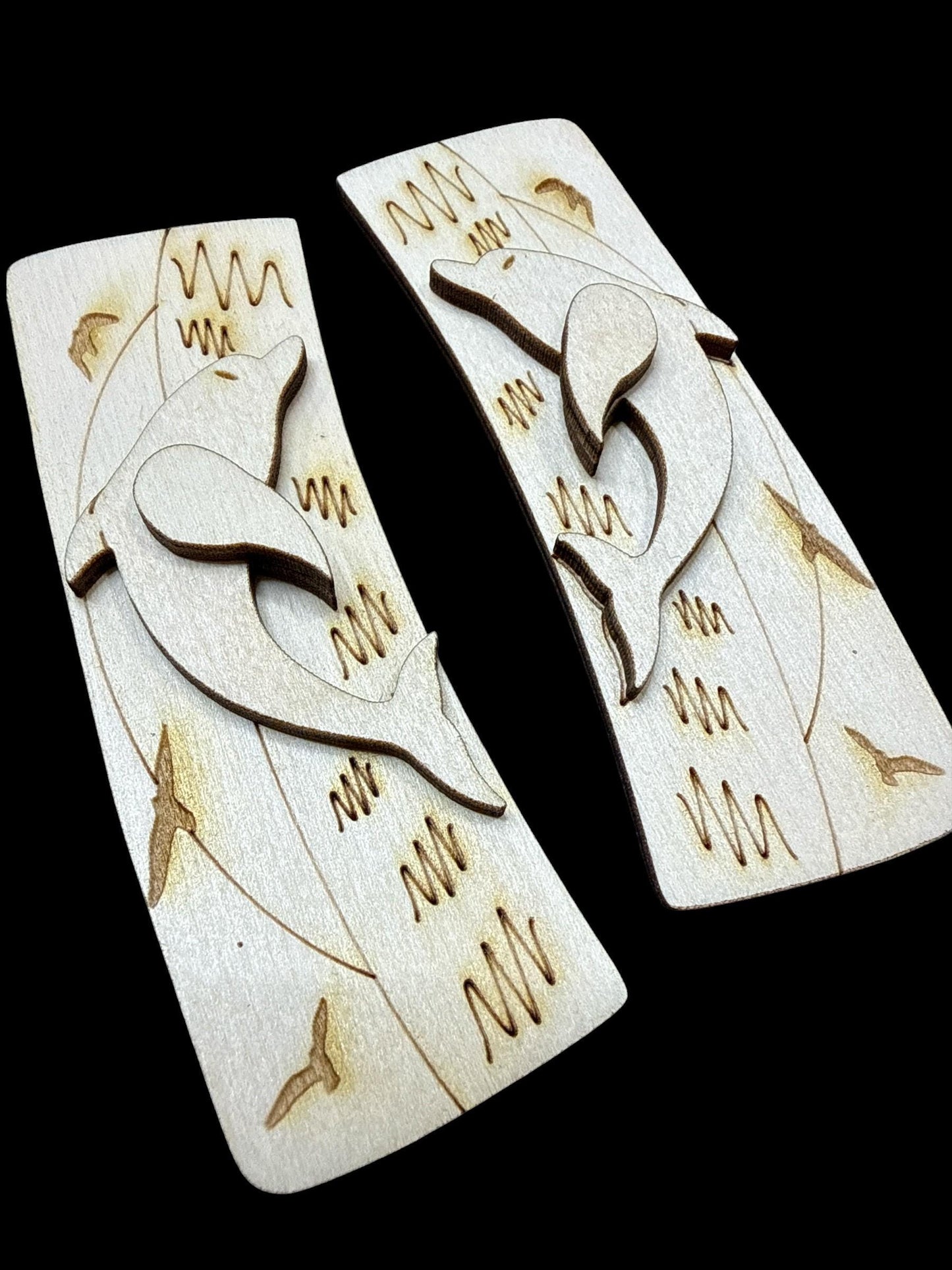 DIY Dolphin Hair Clip Pieces: Laser Cut Birch Wood Blanks, Dolphin Ocean Claw Clip