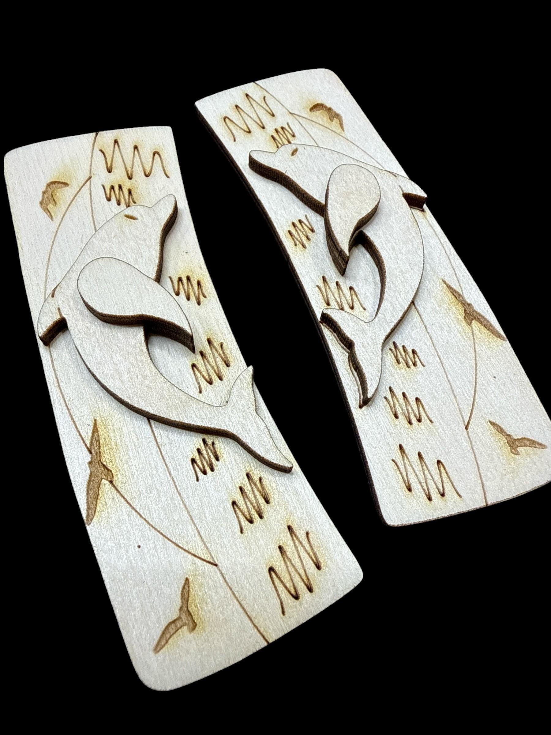 DIY Dolphin Hair Clip Pieces: Laser Cut Birch Wood Blanks, Dolphin Ocean Claw Clip