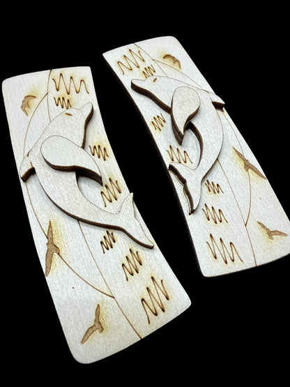 DIY Dolphin Hair Clip Pieces: Laser Cut Birch Wood Blanks, Dolphin Ocean Claw Clip