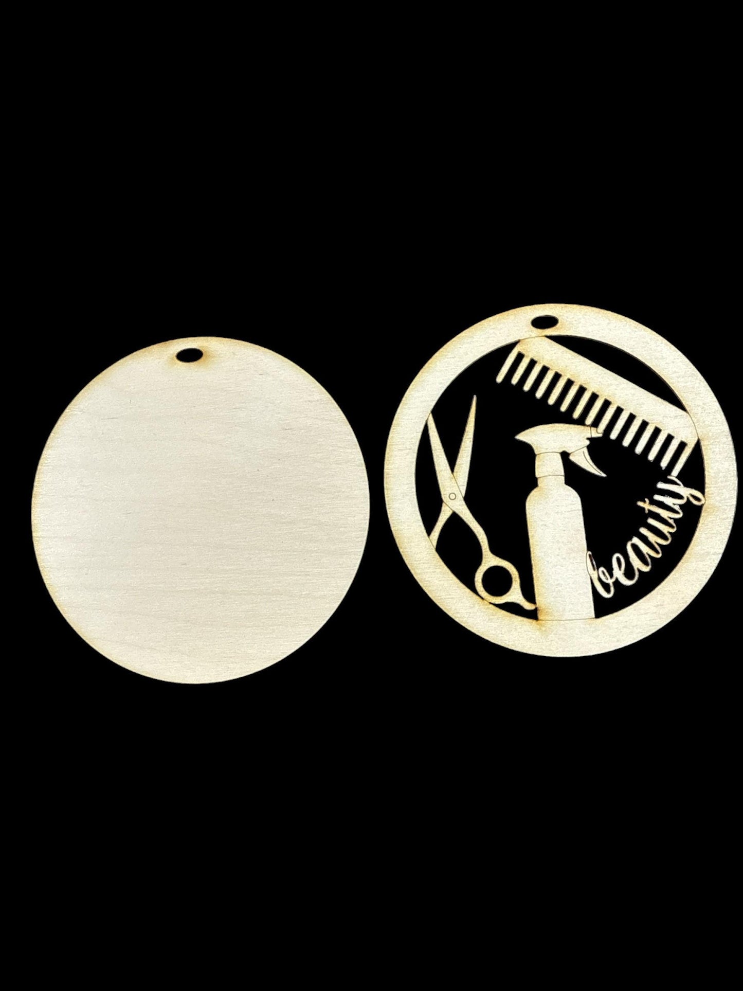 DIY Beautician Ornament, Wooden Car Charms, Unfinished, DIY Unfinished, Blank Hair Design Custom design, Personalize