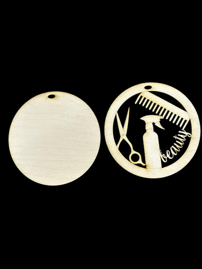 DIY Beautician Ornament, Wooden Car Charms, Unfinished, DIY Unfinished, Blank Hair Design Custom design, Personalize