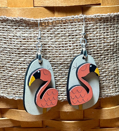 DIY Flamingo Wood Earrings: Unfinished Craft Jewelry