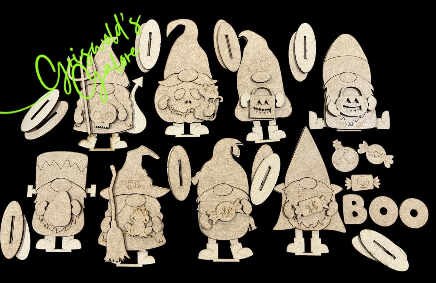 DIY Gnome Halloween Shelf Sitters, Gnome Halloween Friends Unfinished, Shelf Sitter, Unfinished, Paint Party or Gifts
