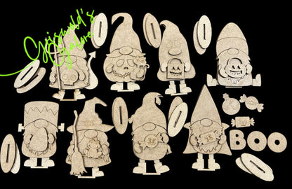 DIY Gnome Halloween Shelf Sitters, Gnome Halloween Friends Unfinished, Shelf Sitter, Unfinished, Paint Party or Gifts