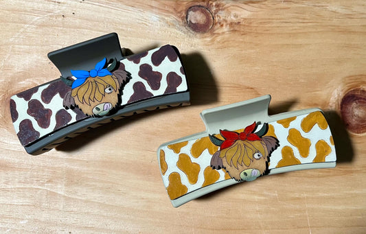 DIY Highland Cow Hair Clip Pieces: Laser Cut Birch Wood Blanks