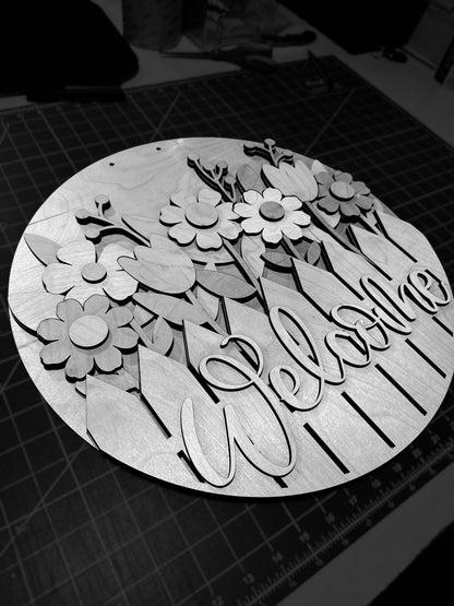 DIY Welcome Fence Picket with Flowers Door Hanger: Unfinished Wood, Flowers Door Hanger, Spring Door Hanger, Flowers Pickets