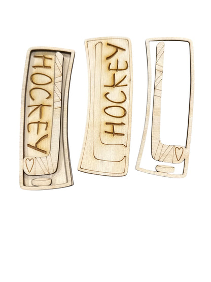 DIY Hockey Hair Clip Pieces: Laser Cut Birch Wood Blanks, Hockey Sports Claw Clip
