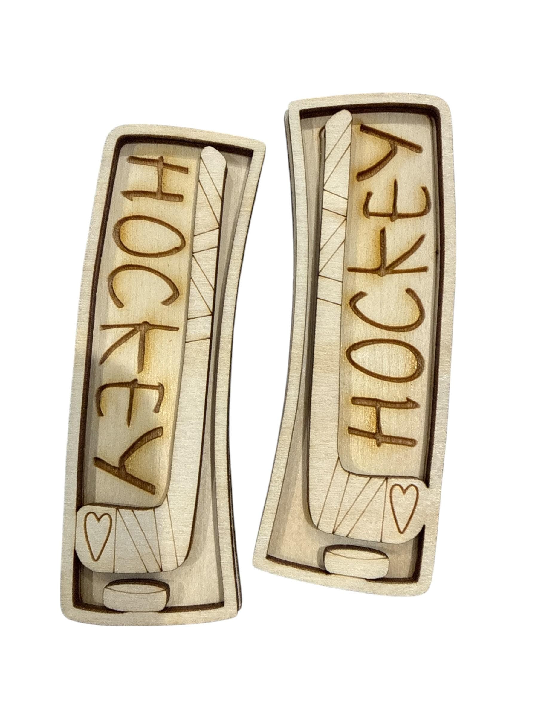DIY Hockey Hair Clip Pieces: Laser Cut Birch Wood Blanks, Hockey Sports Claw Clip