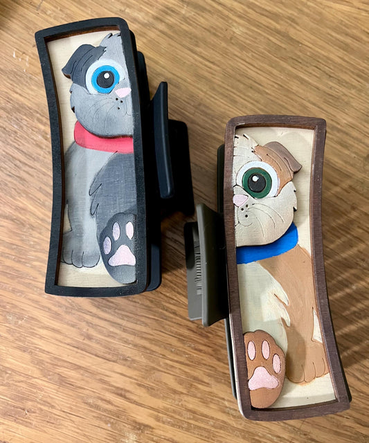 DIY Fat Cat Claw Clip: Unfinished Wood Laser Cut Blank