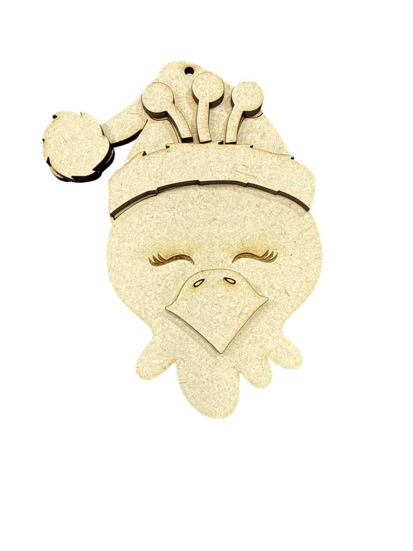 DIY Santa Animal Ornaments, Unfinished Wood, Farmhouse Christmas Craft, Duck Ornament, Unicorn Santa Hat
