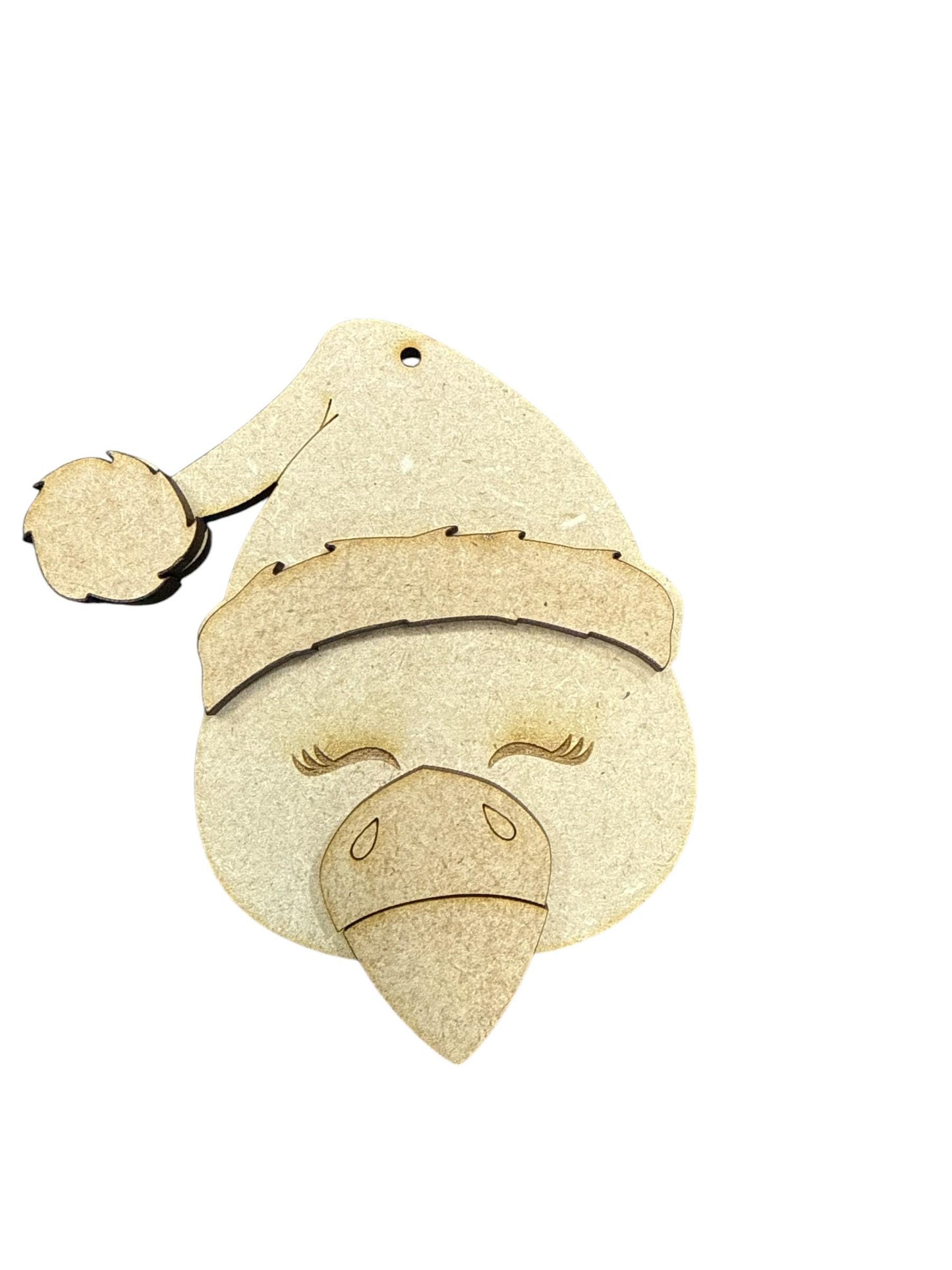 DIY Santa Animal Ornaments, Unfinished Wood, Farmhouse Christmas Craft, Duck Ornament, Unicorn Santa Hat