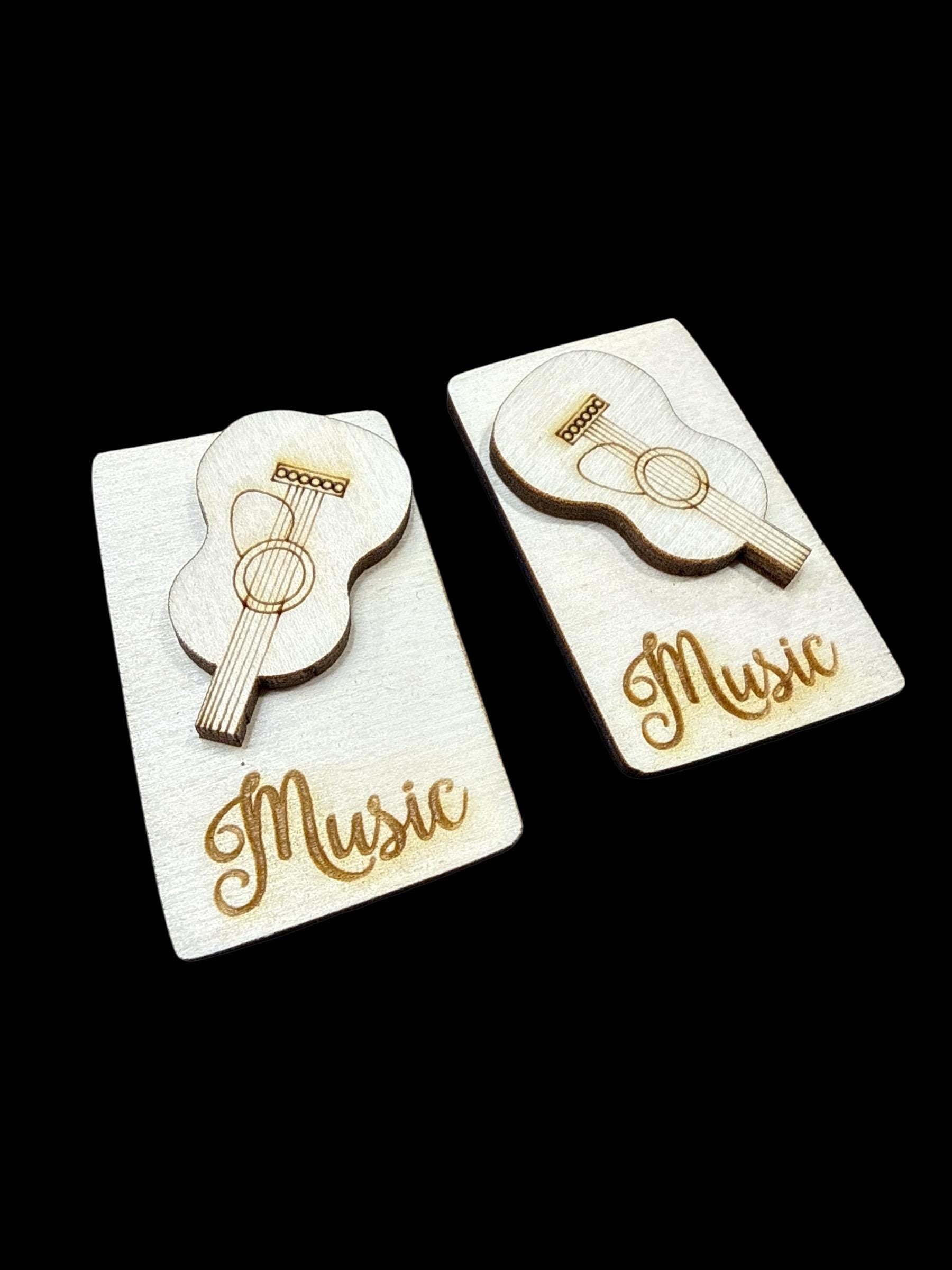 DIY 2” Guitar Laser Blank Hair Clip Pieces, Music Wooden Blank Clip, Wood is Ready to Paint, Laser Cut, Claw Clip. 2"