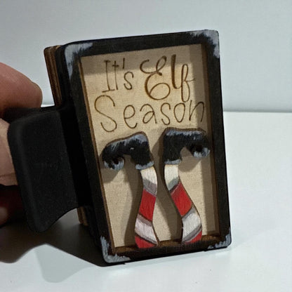 DIY It's Elf Season 2" Hair Clip Pieces, Elf Season, Wooden Blank Clip, Wood is Ready to Paint, Laser Cut, Claw Clip. 2", Holiday Hair Clip