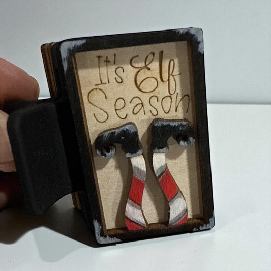 DIY It's Elf Season 2" Hair Clip Pieces, Elf Season, Wooden Blank Clip, Wood is Ready to Paint, Laser Cut, Claw Clip. 2", Holiday Hair Clip