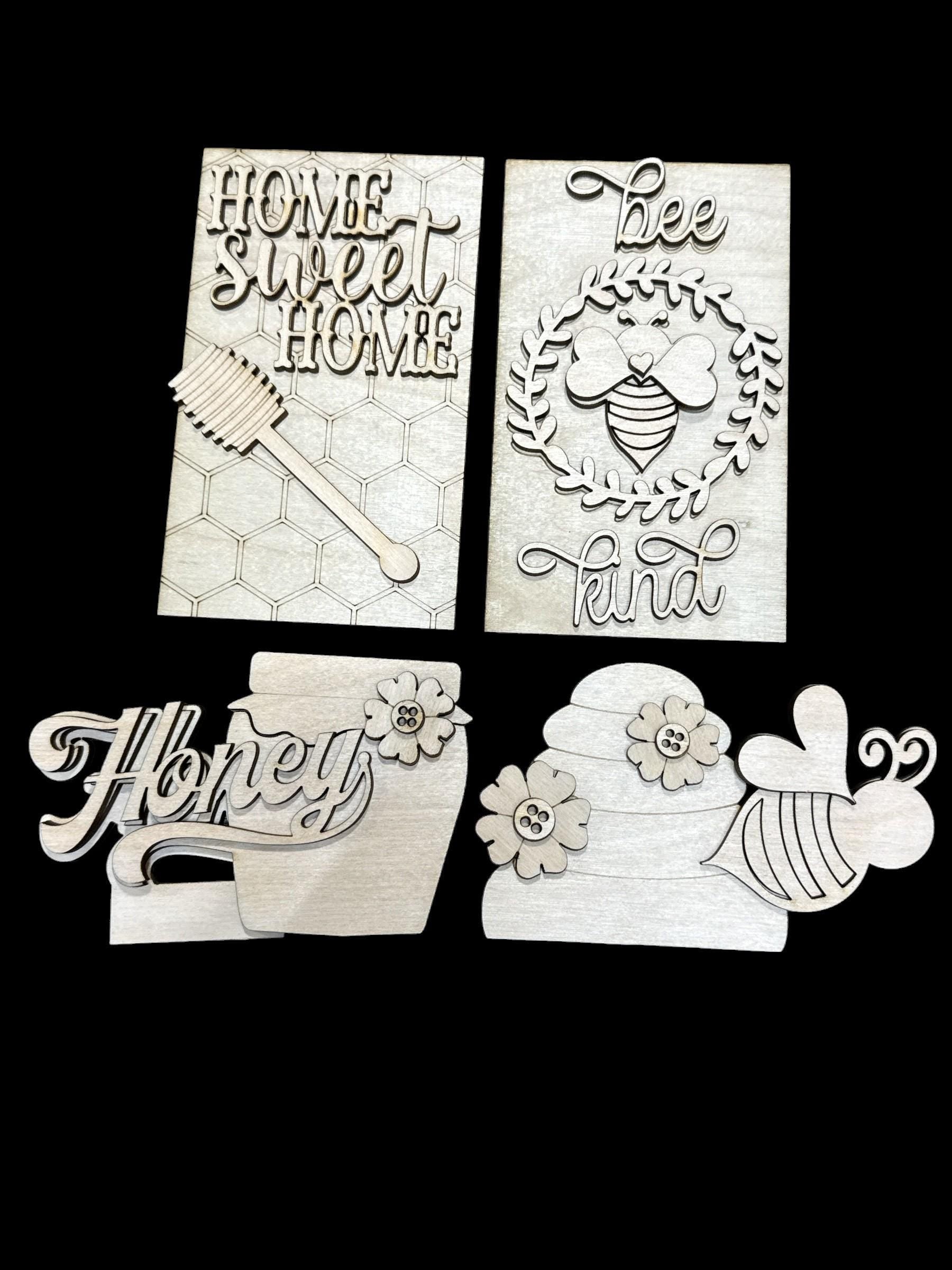 DIY Honey Bee Cottage Inserts, Interchangeable Inserts, Primitive Mantle Decor, Bee Inserts Home Decor, Unfinished, Cottage Cabinet