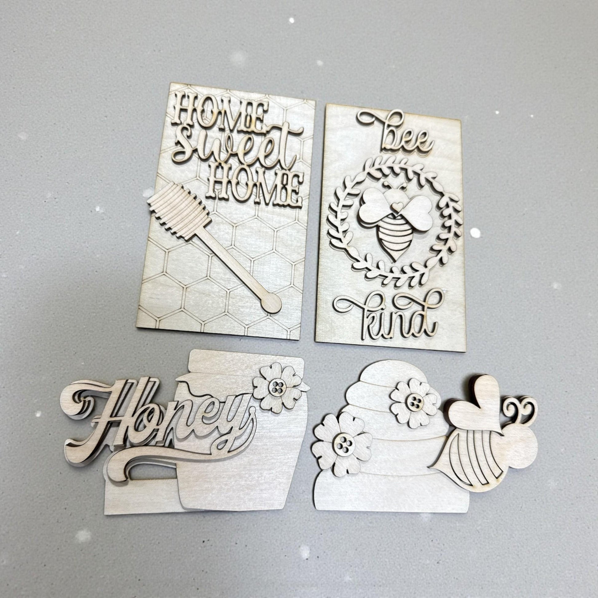 DIY Honey Bee Cottage Inserts, Interchangeable Inserts, Primitive Mantle Decor, Bee Inserts Home Decor, Unfinished, Cottage Cabinet