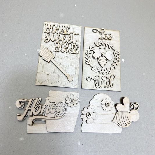 DIY Honey Bee Cottage Inserts, Interchangeable Inserts, Primitive Mantle Decor, Bee Inserts Home Decor, Unfinished, Cottage Cabinet